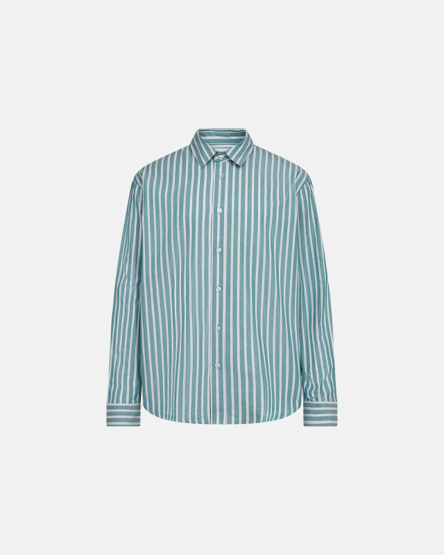 Shirt 'Davis' | 100% Cotton | Green with stripes -Resteröds