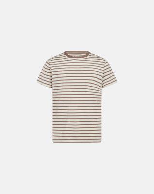 T-shirt 'O-neck' | Bamboo Viscose | Brown Striped -Resteröds T-shirt 'O-neck' | Bamboo Viscose | Brown Striped -Resteröds
