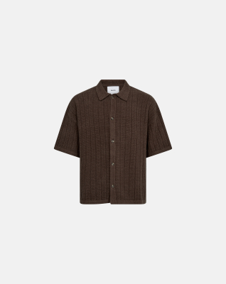 Short-sleeved shirt "George" | Cotton | Brown -Resteröds Short-sleeved shirt "George" | Cotton | Brown -Resteröds