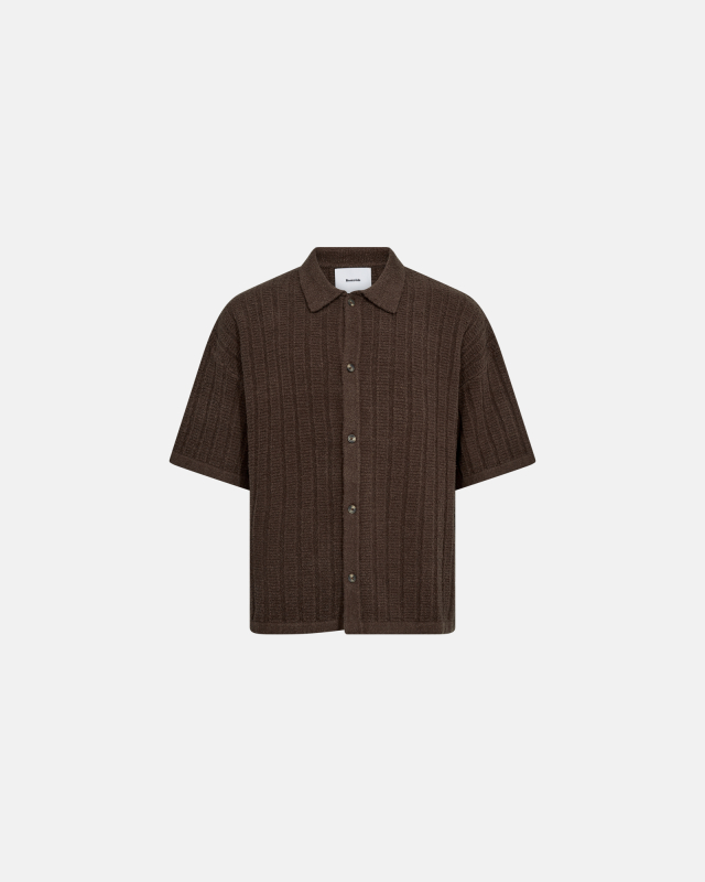 Short-sleeved shirt "George" | Cotton | Brown -Resteröds