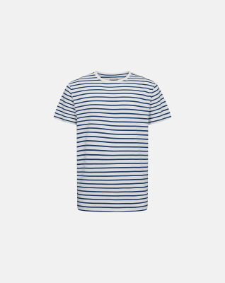 R-neck Tee Bamboo, Blue striped R-neck Tee Bamboo, Blue striped