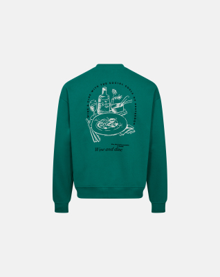 Crewneck sweatshirt "drake" | 100% cotton | Green with back print -Resteröds Crewneck sweatshirt "drake" | 100% cotton | Green with back print -Resteröds