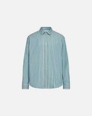 Shirt "Davis" | 100% Cotton | Green with stripes -Resteröds Shirt "Davis" | 100% Cotton | Green with stripes -Resteröds