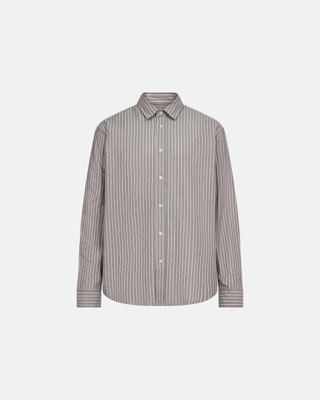 Shirt "Davis" | 100% Cotton | Brown with stripes -Resteröds