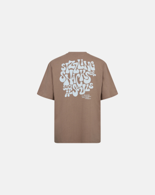 T-shirt with print "Tas" | 100% Cotton | Brown -Resteröds T-shirt with print "Tas" | 100% Cotton | Brown -Resteröds