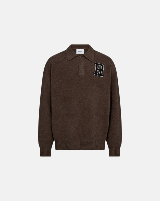Long-sleeved polo "Eddy" | Cotton | Brown -Resteröds Long-sleeved polo "Eddy" | Cotton | Brown -Resteröds