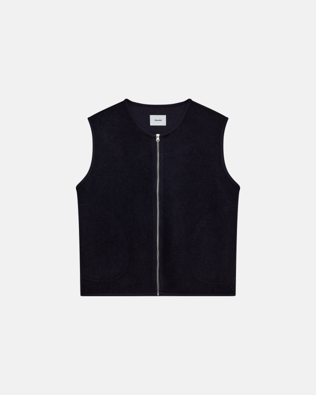 Boiled wool vest 'Kian' | Polyester | Navy -Resteröds