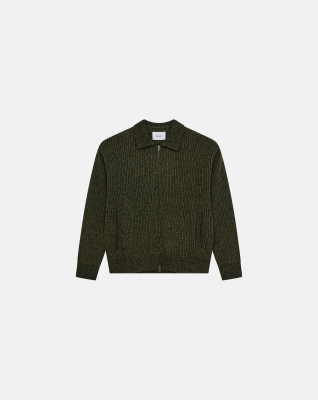 Cardigan with zip 'Floyd' | Wool | Green -Resteröds Cardigan with zip 'Floyd' | Wool | Green -Resteröds