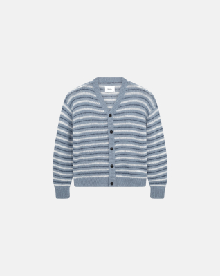 Cardigan with buttons 'Victor' | Mohair | Blue -Resteröds Cardigan with buttons 'Victor' | Mohair | Blue -Resteröds