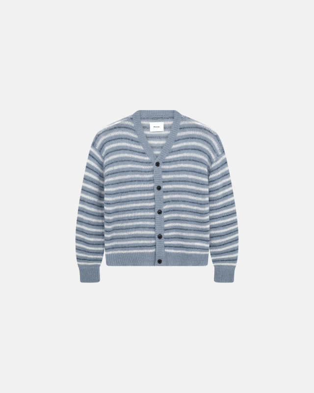Cardigan with buttons 'Victor' | Mohair | Blue -Resteröds