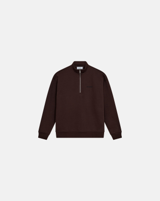 Sweatshirt with half-zip 'Zack' | 100% cotton | Brown -Resteröds Sweatshirt with half-zip 'Zack' | 100% cotton | Brown -Resteröds