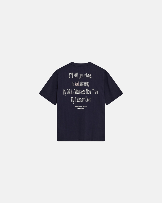 T-shirt with print 'tas' | 100% cotton | Navy -Resteröds