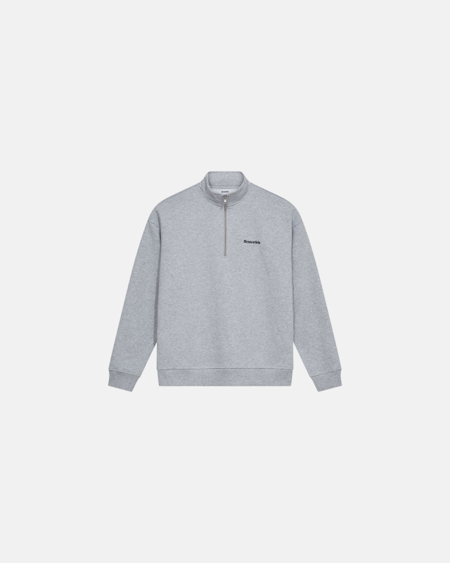 Sweatshirt with half-zip 'Zack' | 100% cotton | Light gray -Resteröds