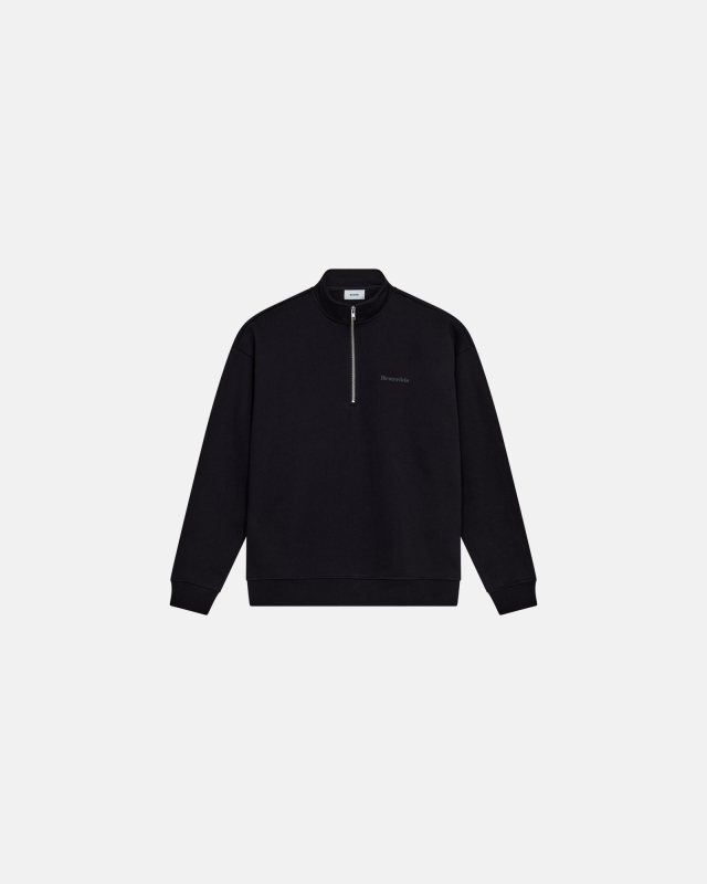 Sweatshirt with half-zip "Zack" | 100% cotton | Black -Resteröds