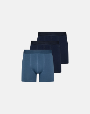 Boxers Long Leg 'Kalle' 3-pack, Bamboo Viscose, Blue/Navy Boxers Long Leg 'Kalle' 3-pack, Bamboo Viscose, Blue/Navy