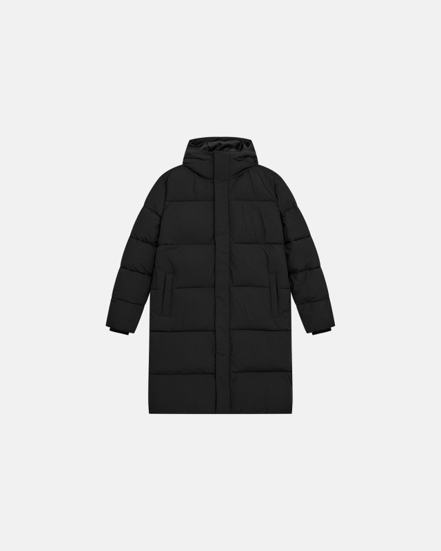 Long puffer jacket 'Ethan', 100% polyester, Black